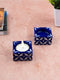 Blue Pottery Candle Holder Set Of 2pcs.
